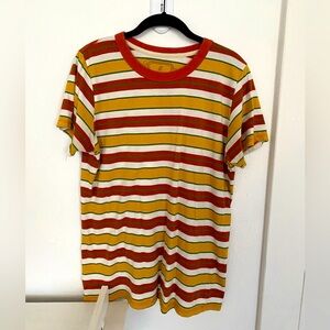 Big Bud Press striped t-shirt unisex S yellow/rust